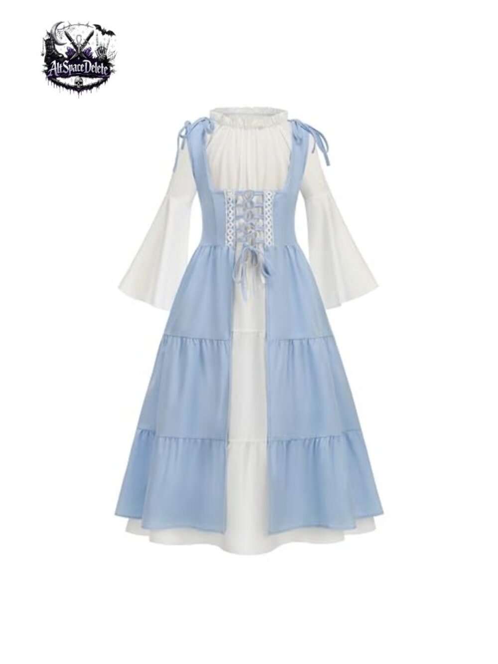 Girls Renaissance Princess Costume 2-Piece Medieval Dress Long Sleeve